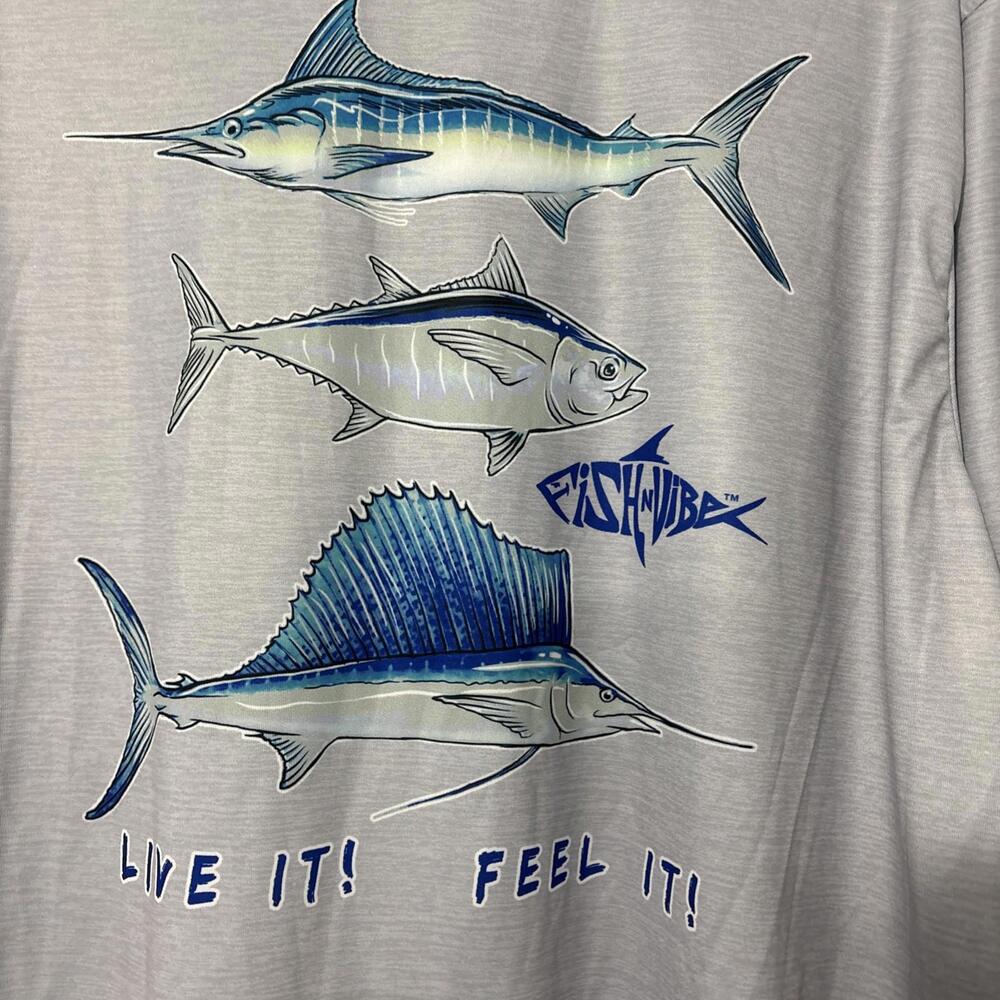Fish N Vibe Perform Long Sleeve T-Shirt 2XL UPF 30 Moisture Wicking, NW Graphics